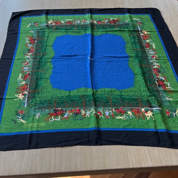 Liberty of London Hunting Scene Silk Scarf - Picture 1 of 4